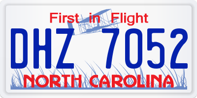 NC license plate DHZ7052