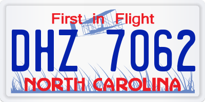 NC license plate DHZ7062