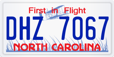 NC license plate DHZ7067
