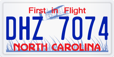 NC license plate DHZ7074