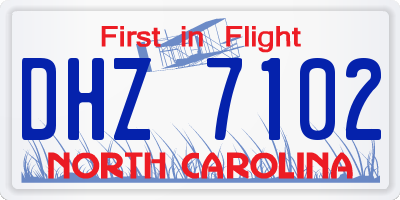 NC license plate DHZ7102