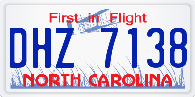 NC license plate DHZ7138