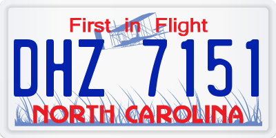 NC license plate DHZ7151