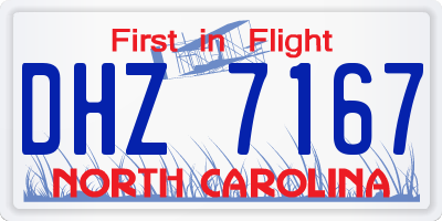NC license plate DHZ7167