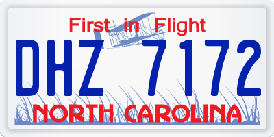 NC license plate DHZ7172