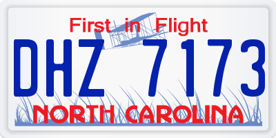 NC license plate DHZ7173