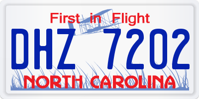 NC license plate DHZ7202