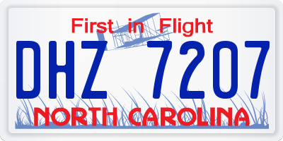 NC license plate DHZ7207