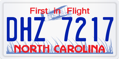 NC license plate DHZ7217