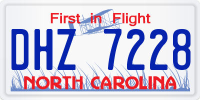 NC license plate DHZ7228