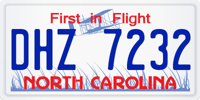 NC license plate DHZ7232