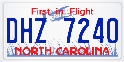 NC license plate DHZ7240