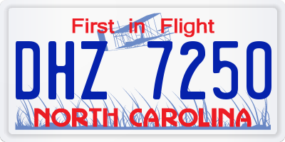 NC license plate DHZ7250