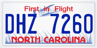 NC license plate DHZ7260