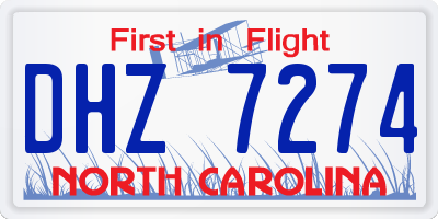 NC license plate DHZ7274