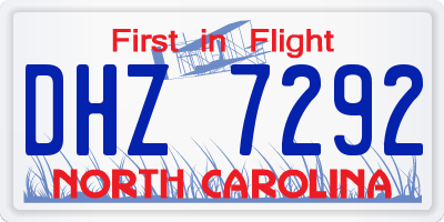NC license plate DHZ7292