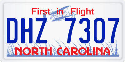 NC license plate DHZ7307