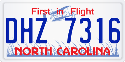 NC license plate DHZ7316