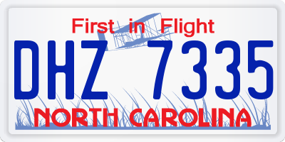 NC license plate DHZ7335