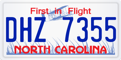 NC license plate DHZ7355