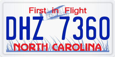 NC license plate DHZ7360