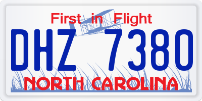 NC license plate DHZ7380