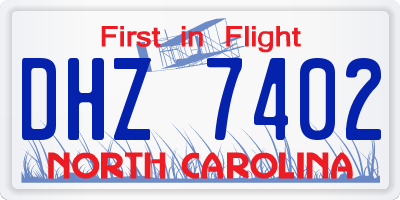 NC license plate DHZ7402