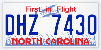 NC license plate DHZ7430