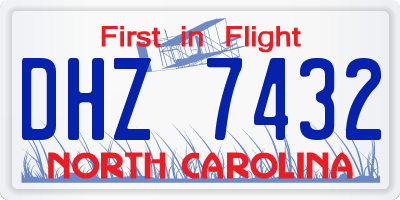 NC license plate DHZ7432