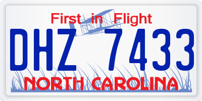 NC license plate DHZ7433