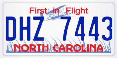 NC license plate DHZ7443