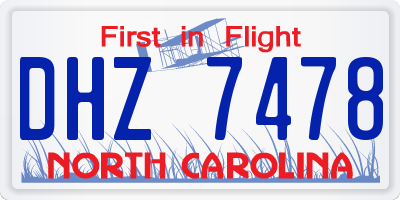 NC license plate DHZ7478