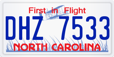 NC license plate DHZ7533