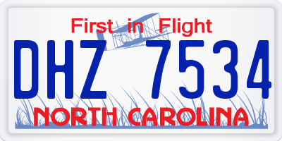 NC license plate DHZ7534