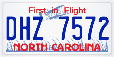 NC license plate DHZ7572
