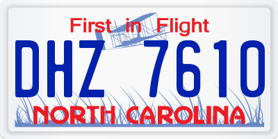 NC license plate DHZ7610