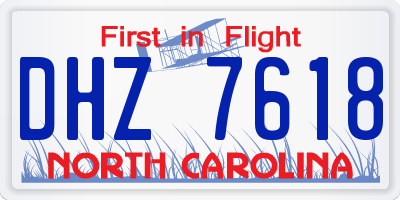 NC license plate DHZ7618
