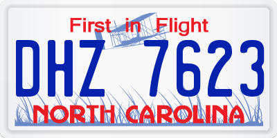 NC license plate DHZ7623