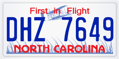 NC license plate DHZ7649