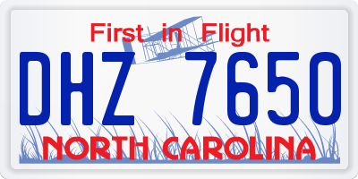NC license plate DHZ7650