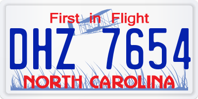 NC license plate DHZ7654