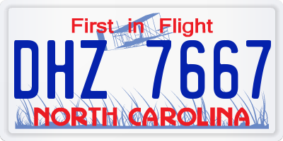 NC license plate DHZ7667
