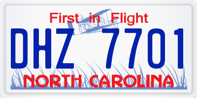 NC license plate DHZ7701