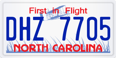NC license plate DHZ7705