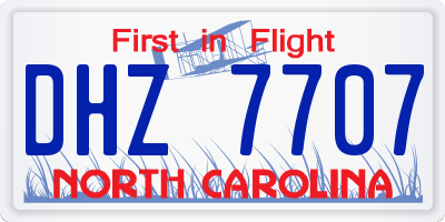 NC license plate DHZ7707