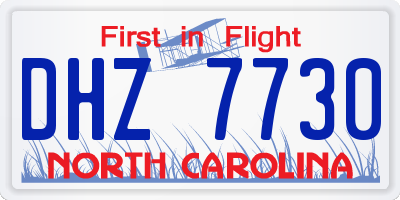 NC license plate DHZ7730