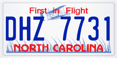 NC license plate DHZ7731