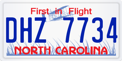 NC license plate DHZ7734