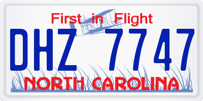 NC license plate DHZ7747