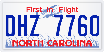 NC license plate DHZ7760